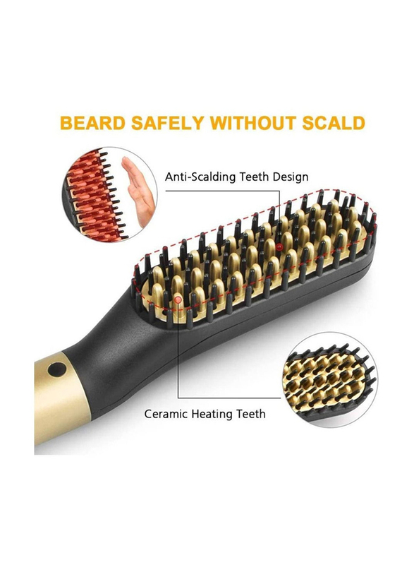 Arabest Electric Multifunctional Hot Beard Hair Straightening Comb for Men, Gold/Black