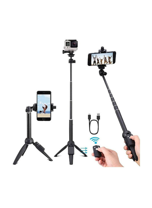 K20 Integrated Tripod BT 4.0 Wireless Selfie Stick for Smart Phone, Black