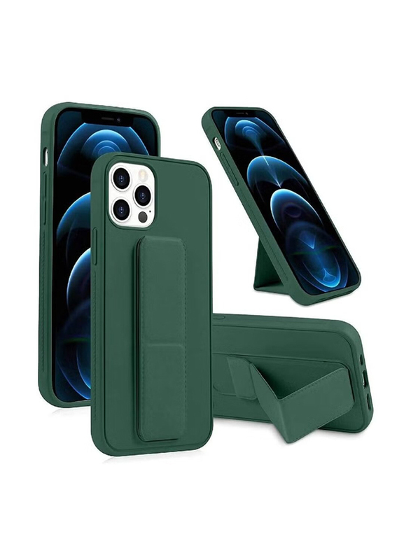 Apple iPhone 14 Pro Foldable Silicone Magnetic Finger Strap & Hand Grip Back Mobile Phone Case Cover, Green