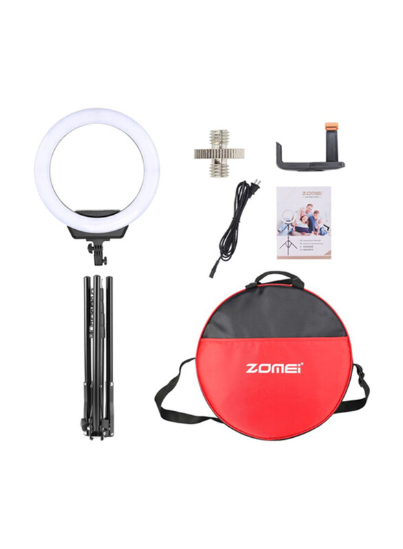 

Docooler Zomei 16-inch LED Selfie Ring Light with Tripod Stand Cellphone Holder Kit, Black/White