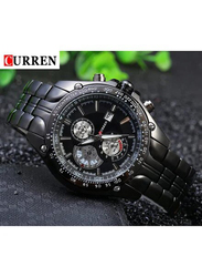 Curren Analog Watch for Men with Stainless Steel Band, Chronograph, watch013, Silver-Black