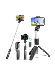 Portable 40 Inch Aluminum Alloy Phone Tripod with Wireless Remote Shutter for iOS & Android, Silver/Black