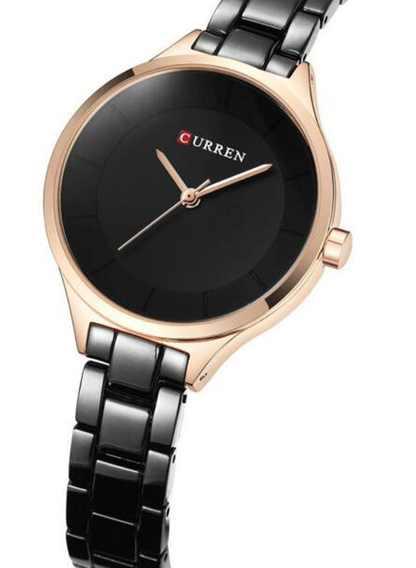 Curren Analog Watch for Women with Alloy Band, 9015, Black