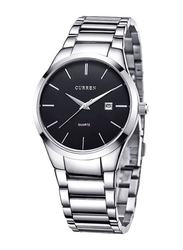 Curren Analog Watch for Men with Stainless Steel Band, Water Resistant, 8106SB, Silver-Black