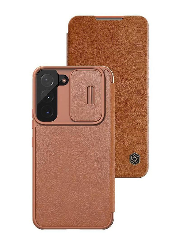 Nillkin Samsung Galaxy S23 Camera Protection Leather Mobile Phone Flip Case Cover, Brown