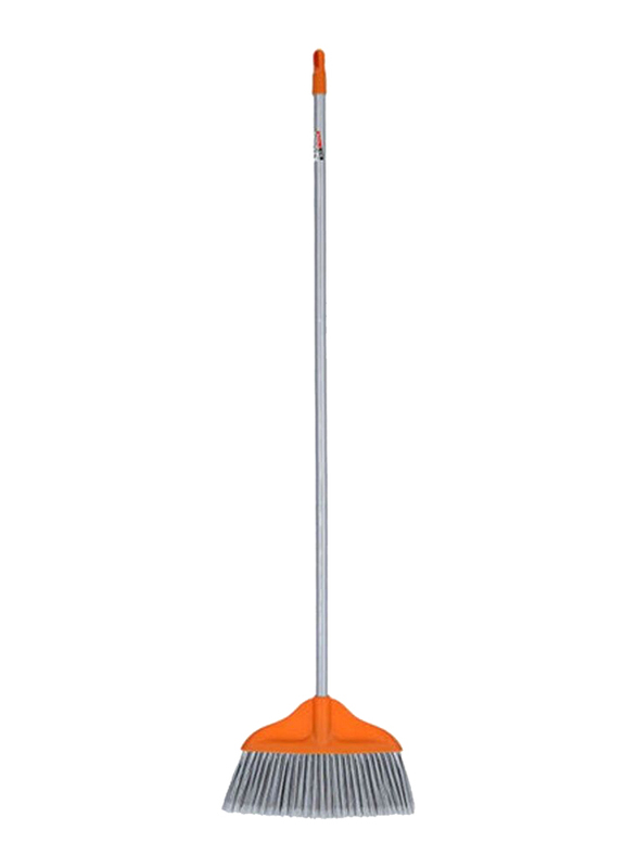 Delcasa Broom with PVC Coated Wooden Handle, Orange/Silver