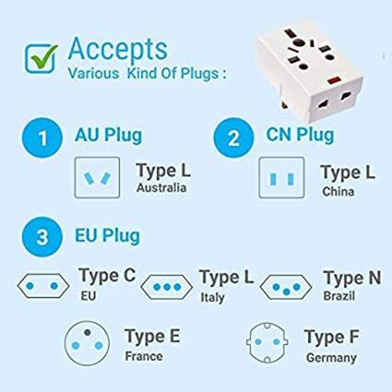 Abbasali 03 Way Adapter with Square-Pin, White