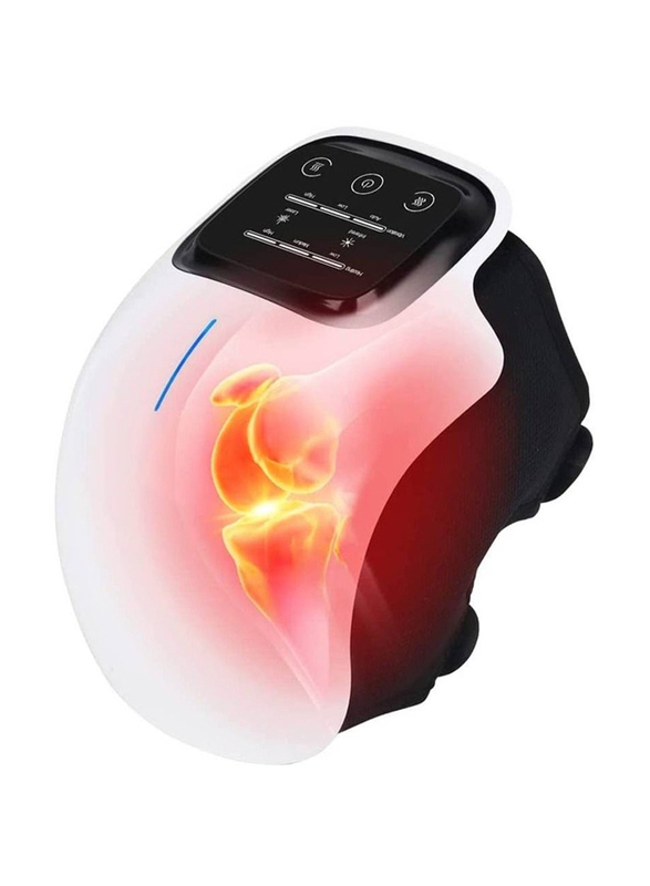 Arabest Rechargeable LED Display Pain Relief Infrared Heated Vibration Physiotherapy Knee Massager, White/Black