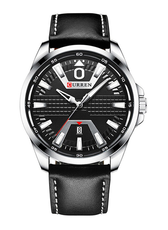 

Curren Analog Watch for Men with Leather Band, J4364S-B, Black