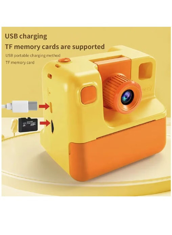 XiuWoo Instant Print Kids Camera with TF Card Print Paper, 26MP, Yellow