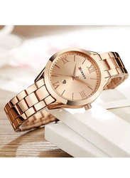 Curren Analog Luxury Watch for Women with Stainless Steel Band, Water Resistant, Fashion 9007, Rose Gold