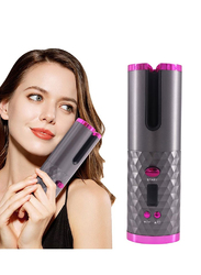 Rabos Portable Hair Curling Irons with Built-in Rechargeable and 6-Kinds Of Temperature Control, Grey/Purple