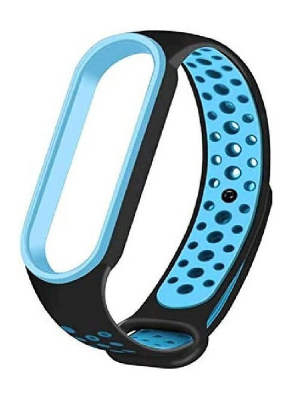 

Generic Silicone Replacement Wristband Waterproof Bracelet Strap for Xiaomi Mi Band 7, Black/Blue