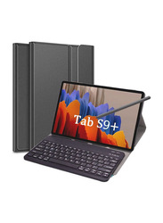 Dux Ducis Wireless Bluetooth Keyboard Ultra Slim Case Cover for Samsung Galaxy Tab S9 Plus 12.4 inch 2023, Black