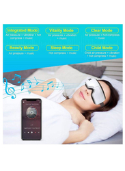 XiuWoo Heat Vibration Air Pressure Bluetooth Music Rechargeable Eye Massager for Dry Eyes/Dark Circles/Eye Bags, White