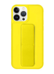 Apple iPhone 14 Pro Max Premium Quality Hand Grip Foldable Magnetic Kickstand Wrist Strap Finger Grip Mobile Phone Case Cover, Yellow
