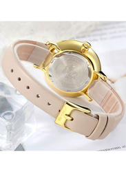 Curren Analog Watch for Women with PU Leather Band, 4341, Beige-White