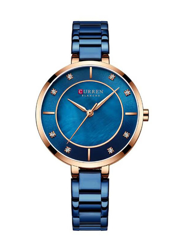Curren Analog Quartz Watch for Women with Alloy Band, J3951BL-KM, Blue