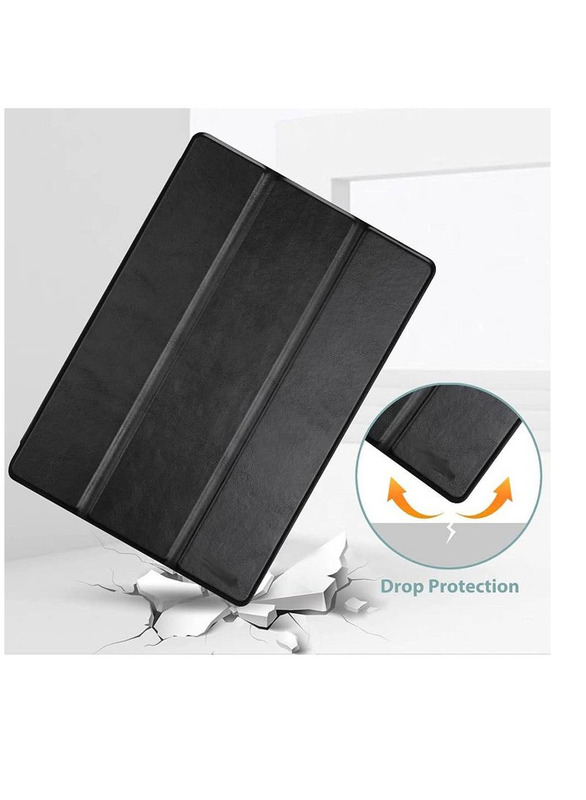 Samsung Galaxy Tab S8 Plus Protective Smart Slim Stand Hard Flip Tablet Case Cover with Screen Protector & Pen Slot, Black