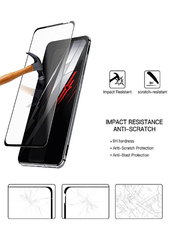 Red Magic 6 Full Coverage Protector HD Clear Bubble-Free Tempered Glass Mobile Phone Screen Protector, 2 Pieces, Clear/Black