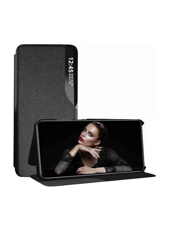 

Case Me Google Pixel 7 Protective Windows Smart View Flip Foldable Kickstand Mobile Phone Case Cover, Black