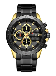 Curren Analog Watch for Men with Metal Band, Water Resistant and Chronograph, 8334, Black