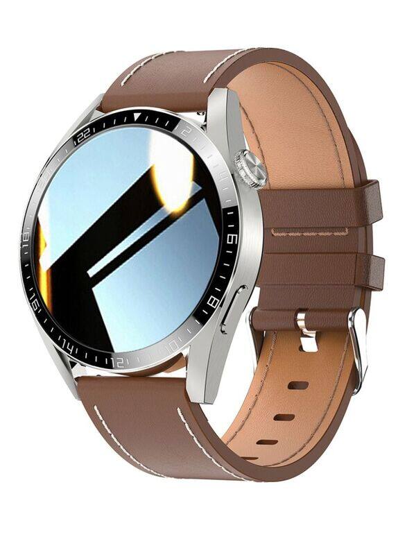 

Hyx Bluetooth Call Stainless Steel Men Sports Fitness Tracker IP67 Waterproof Smartwatch For IOS Android - Silver/Brown