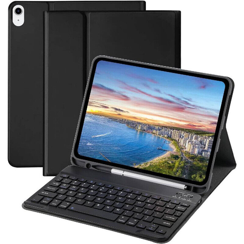 

TRON iPad 10th Generation Case With Keyboard 10.9 inch 2022, Keyboard Case For iPad 10th Gen 10.9'' Smart Folio Cover with Pencil Holder, Slim Recharg