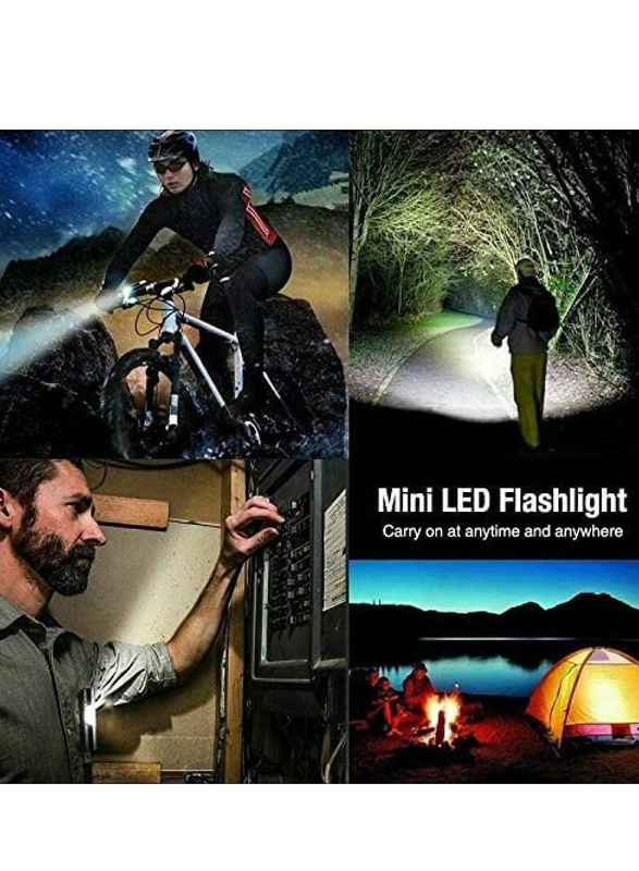 Rechargeable USB Ultra Brightest Small Handheld Pocket Compact Portable Tiny Flash Light with Side Lantern, Black