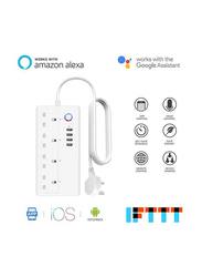 4-Way Smart Wifi Plug Socket Extension Strip, White