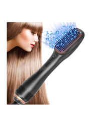 Rabos 3 In 1 Professional Hair Brush Negative Ion Blow Dryer Straightening Brush Hot Air Styling Comb, Black