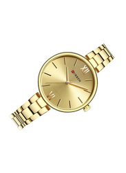 Curren Analog Quartz Watch for Women with Stainless Steel Band, Water Resistant, 9017, Gold
