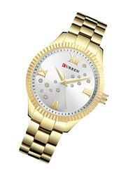 Curren Analog Watch for Women with Alloy Band, Chronograph and Water Resistant, 9009, Gold-Silver