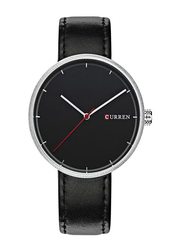 Curren Analog Watch for Men with Leather Band, CU-8223-B2, Black