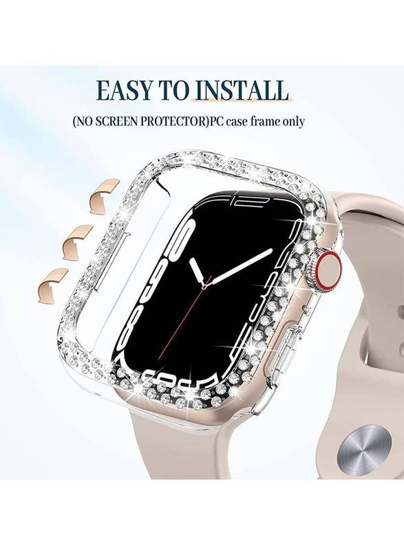 Diamond Apple Watch Cover Guard Shockproof Frame for Apple Watch 41mm, Silver