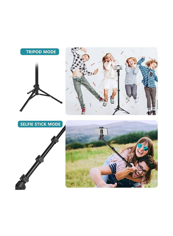 XiuWoo Selfie Stick Tripod with Bluetooth Remote Universal Phone Clip for Apple iPhone, Android Phone, Small Camera, Black