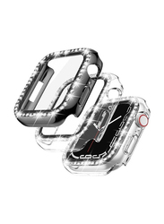 2-Pack Diamond Watch Cover Guard with Shockproof Frame for Apple Watch 41mm, Clear/Black