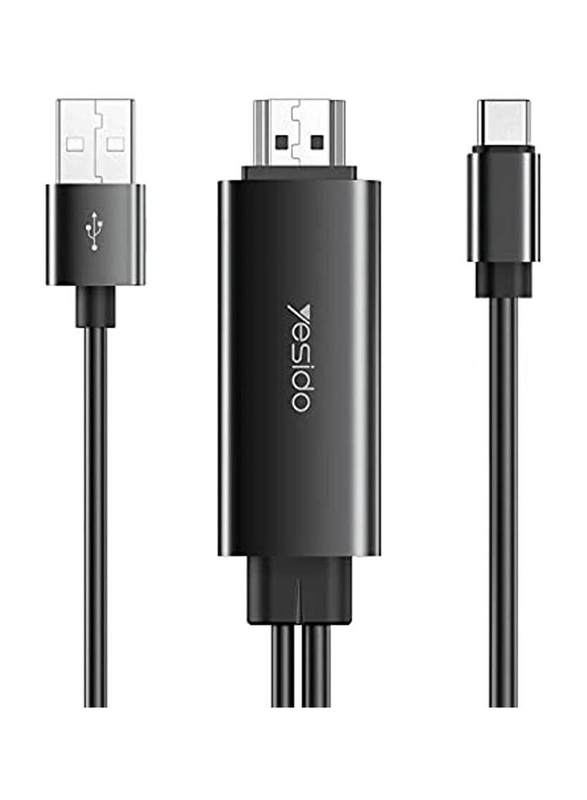 Yesido One Size USB A & USB C Adapter, HDMI Male to Multiple Types for All Smartphones, Black