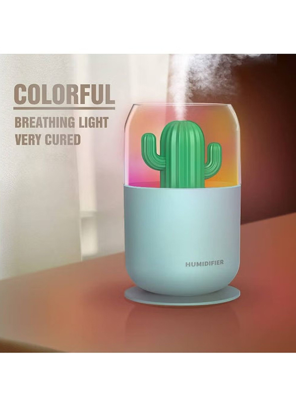 Arabest Cactus Cool Mist Desktop Humidifier Air Purifier with Colorful LED Light, 300ml, White