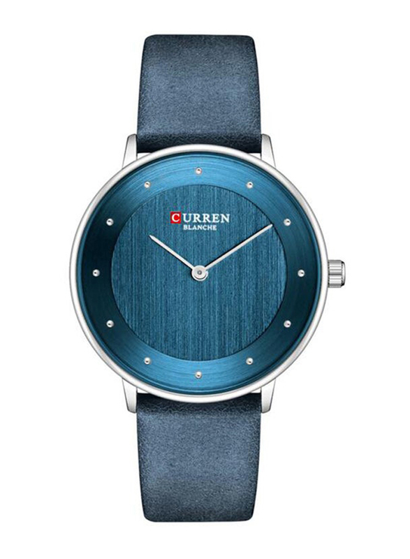 Curren Analog Watch for Women with Leather Band and Water Resistant, 9033, Blue