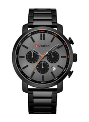 Curren Analog Watch for Men with Stainless Steel Band & Chronograph, Water Resistant, WT-CU-8315-B, Black