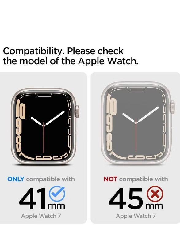 Thin Fit Designed Case Cover for Apple Watch Series 7 (41mm), Crystal Clear