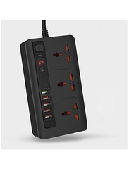 XiuWoo 3 Universal 10A Independent Power Sockets Strip, Timer, Over Heat Protection, with 4 USB Port 3.4A & 1 Quick Charge 3.0, Black