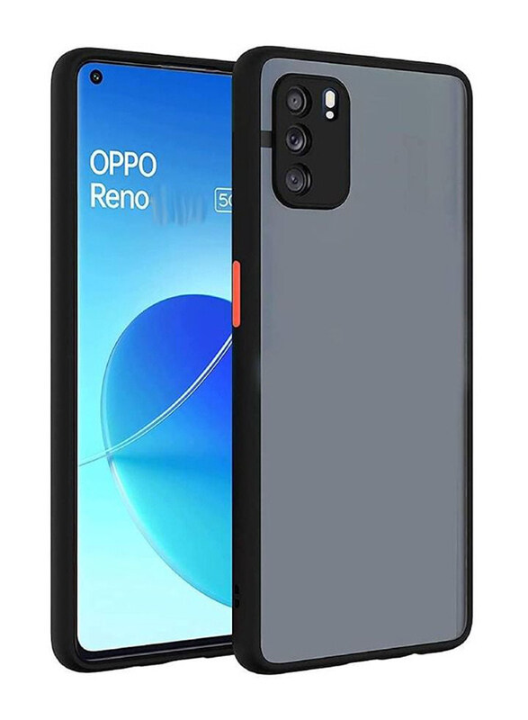 

Generic Oppo Reno6 Z Matte Hard PC Back Bumper Slim Protective Mobile Phone Case Cover, Black/Grey