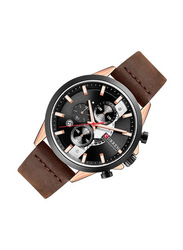 Curren Analog Watch for Men with Leather Band, Water Resistant and Chronograph, 8325, Brown/Black