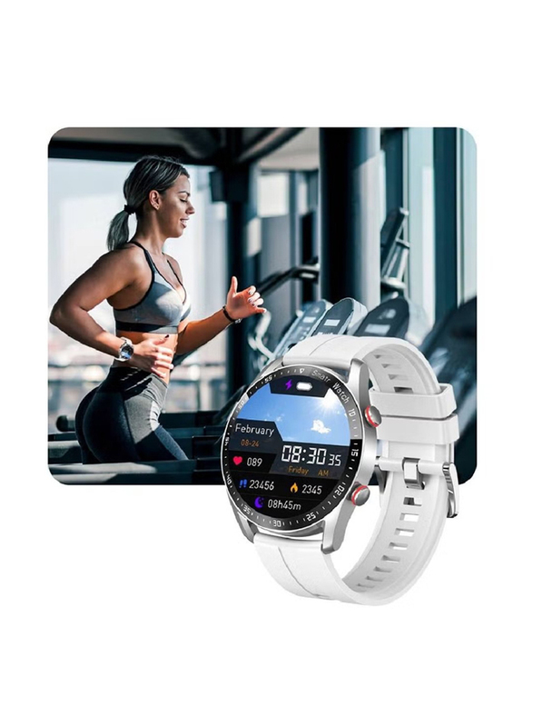 LW Bluetooth Voice Call HD Full Touching Screen Fitness Trackers with Smart Reminder Smartwatch, White