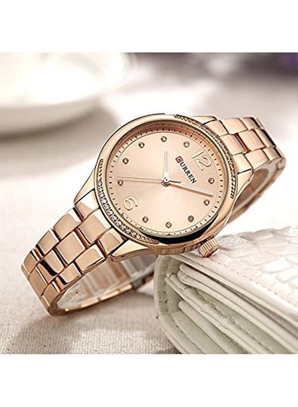 Curren Analog Watch for Women with Alloy Band, Water Resistant, 9003, Gold