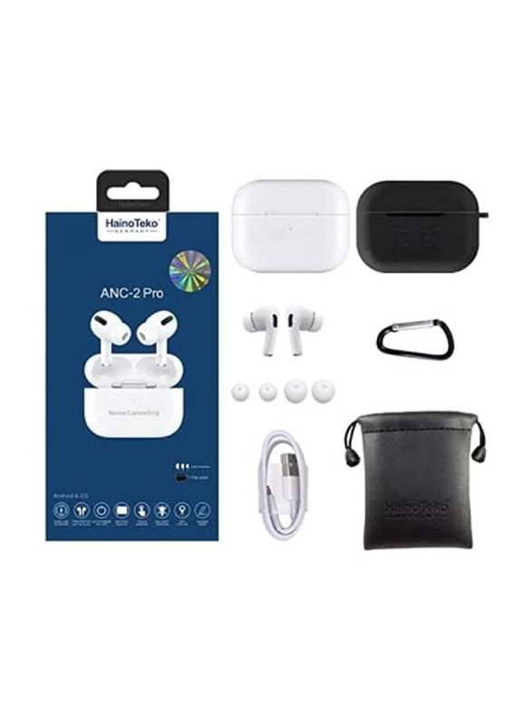 Haino Teko Germany 2 in 1 ANC-2 Pro Wireless Bluetooth In-Ear Earbuds with Charging Case & HW16 Smartwatch, White
