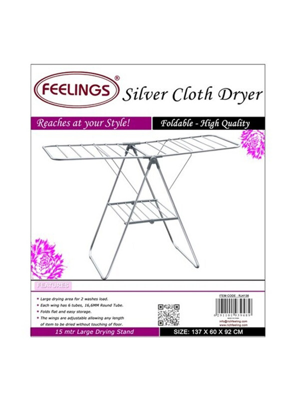 Feelings Foldable Space Saving Cloth Dryer Laundry Hanger Stand, Silver