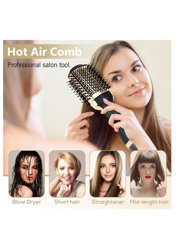 Arabest One-Step Hair Dryer Brush for Styling & Frizz Control Negative Ionic Hot Air Brush, Black/Gold